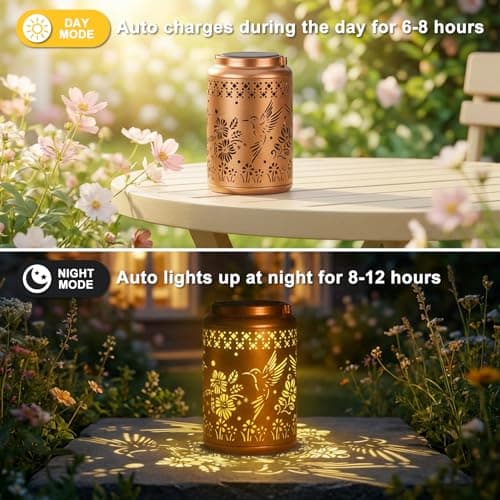 Mothers Day Gifts for Mom, Hummingbird Solar Lanterns Outdoor Waterproof - Birthday Gifts for Women, Hanging Solar Lantern for Yard, Patio, Porch, Garden Decor view 4