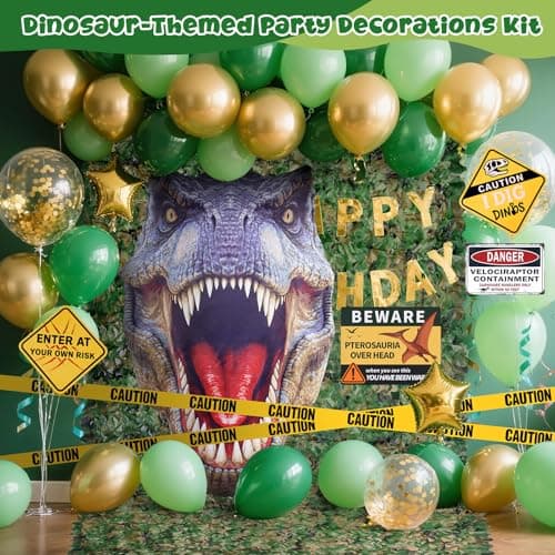 Halloween Dinosaur Trunk or Treat Car Decorations Kit for SUV, Car-Safe & Reusable Realistic Dino Tarp & Stickers for Jurassic Park Theme Party Haunted House Archway Garage Decor -13Pcs view 6