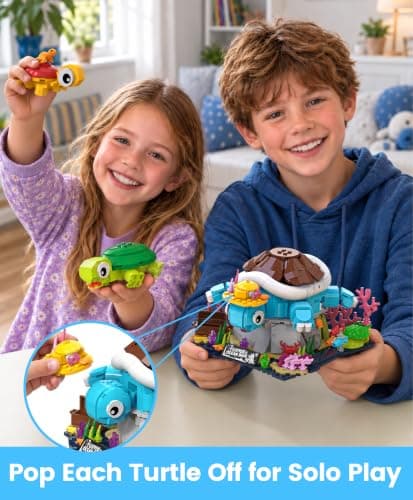 Turtle Family Building Set, Stackable Sea Animal Toy Ages 8+ view 6