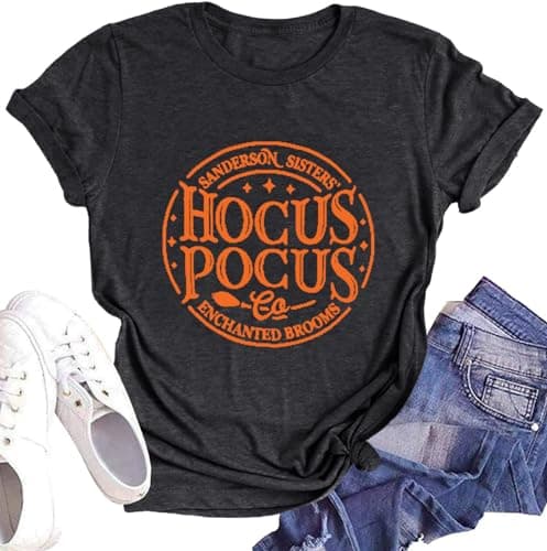 DESFSE It's Just A Bunch of Hocus Pocus T-Shirts for Women Sanderson Sisters Shirt Halloween Movie Graphic Fall Tee Tops — image 1