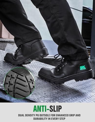 SKPRO Steel Toe Work Boots for Men, Lightweight Non Slip Boots, Safety Toe Construction Leather Water-Resistant Shoes view 7