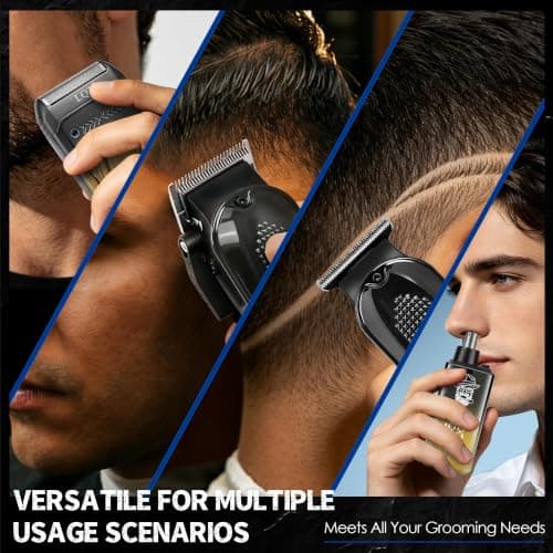 Hair Clippers for Men with LED Power Display, 4-Piece Professional Grooming Kit with Hair Clipper, Detail Trimmer, Foil Shaver & Nose Trimmer, Complete Cordless Set for Home Barber Use (Black Gold) view 6