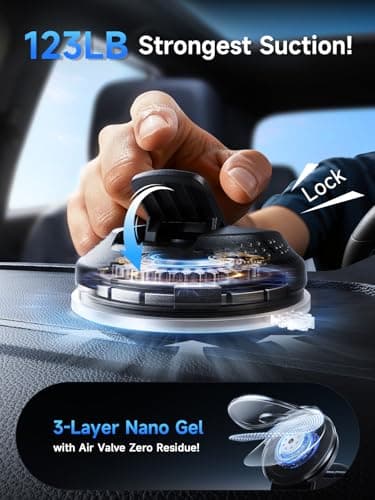 ANDERY Car Phone Holder for MagSafe [360° Adjustable Memory Alloy Arm | 2400gf Strongest Magnetic Power] Bendable Desk & Car Mount, Phone Holders for Your Car for iPhone and Smartphones, Carbon Fiber view 3