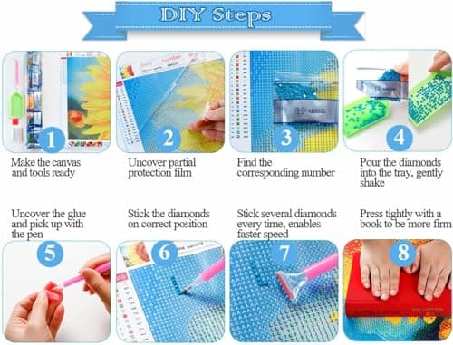 Cow Diamond Painting Kits for Adults Beginners - 5D Cow and Flower Diamond Art Kits for Adults,DIY Round Full Diamond Gem Art Suitable for Home Wall Decor Gifts(11.8x15.7in) view 6