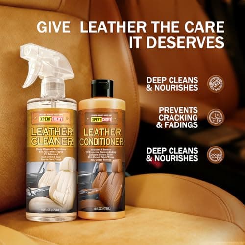 XPERTCHEMY Leather Cleaner and Conditioner Kit, Leather Care for Car Seats, Furniture, Couches, Boots, Bags & More, Safe for Any Color, 2 x 16oz view 4