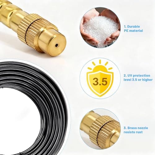 Thiswing 100FT 360° Adjustable Drip Irrigation Kit – 1/4" Tubing with 18 Nozzles, Full-Circle Spray for Greenhouse, Vegetable Garden & Potted Plants, Water-Saving DIY Irrigation System view 3