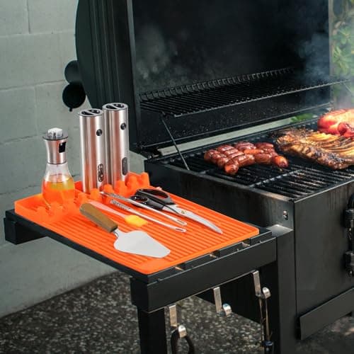 Silicone Grill Mat for Blackstone Silicone Griddle Tools Mat with Drip Pad Grill Pad for Outdoor Grill Kitchen Countertop (Orange) view 2