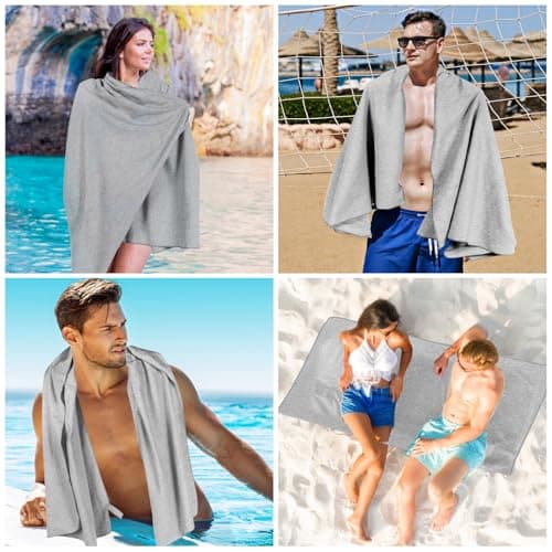 KISS QUEEN Quick Dry Microfiber Towel for Camping,Beach Travel Body Gym Hiking Swimming Pool Hot Yoga Mat Towels (Grey, 30X60 Inch) view 6