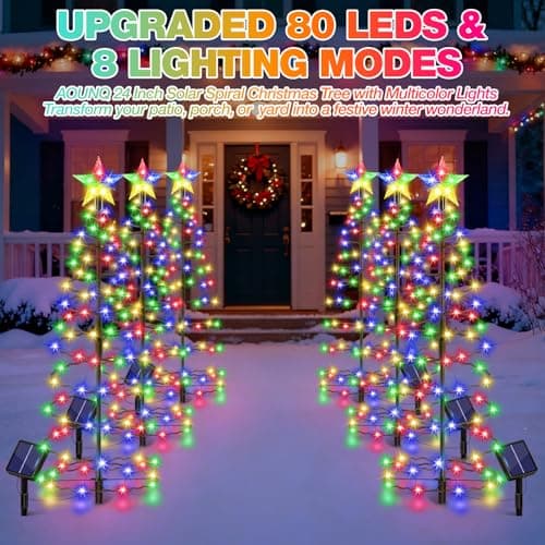24" Spiral Solar Christmas Tree Outdoor Decorations 4 Pack view 5