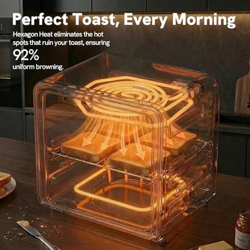 VAL CUCINA 6-in-1 Air Fryer Toaster Oven Combo, Compact 12.7 QT Small Countertop Convection Oven, Fits 9" Pizza & 4 Toast, Hexagon Hybrid Heating, Enamel Baking Pan view 4
