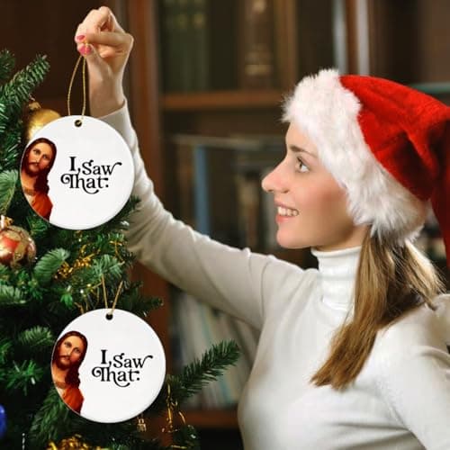 Jesus I Saw That Ornament 2025, Funny Christmas Ornaments for Adults Men Women,Funny Jesus Ornament, Unique Ornaments for Gift Exchange view 5