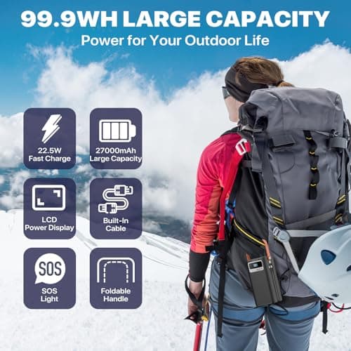 Portable Power Bank Station 99Wh Outdoor Generator with Flashlight LCD Display Backup Phone Battery Pack Portable PD Fast Charger for Laptop Cellphone Travel Camping Home Use view 2