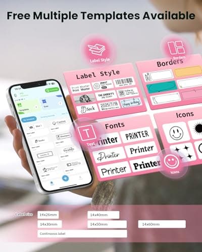 NADAIIN N12 Label Maker Machine with Tape, Mini Bluetooth Label Printer, Small Labeler Portable Thermal Label Makers Multiple Templates for Home School Office Kitchen view 3