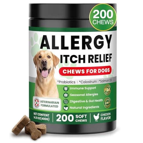 Dog Allergy Relief Chews, Supplement with Probiotics Vitamins, Itchy Skin Relief to Support Seasonal Allergy and Healthy Immune System, Skin and Coat Allergies,Itching & Paw Licking, 200 Soft Treats — image 1