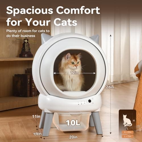 ZHMZ Self Cleaning Litter Box: Automatic Litter Box Self Cleaning for Multiple Cats Auto Robot with Dual Safety Protection, Large Openning Odor-Control with Mat view 5