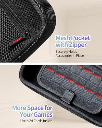 Large Capacity Carrying Case for Nintendo Switch 2 (2025), Tall Design Fits Original Adapter, Protective Portable Hard Shell Pouch Travel Bag w/Storage Pocket for Up to 24 Game Cards, Accessories view 6