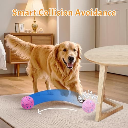 Fsitego Smart Interactive Dog Toy Ball – Automatic Moving, Bouncing & Rolling, 3 Modes, Chew-Proof E-TPU Shell, Waterproof, Rechargeable, for Medium and Large Dogs, Berry view 2