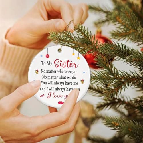 Sister Christmas Ornaments 2025,Sisters Gifts for Christmas Tree,White Sister Ornament,Friend Ornaments for Women view 3