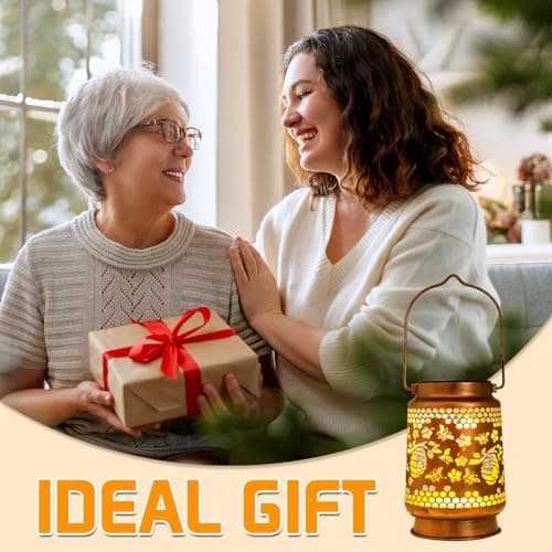 Solar Lanterns Outdoor Garden Decor, Gifts for Women, Mom, Grandma, Birthday, Thanksgiving, Decorative Waterproof Hanging Metal LED Light for Yard, Patio, Lawn, Landscape, Backyard (Bee) view 5