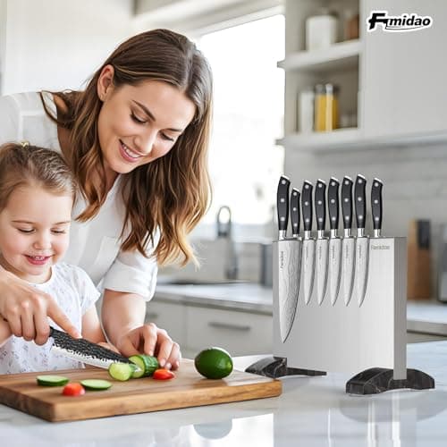Fomidao Magnetic Knife Block,Stainless Steel Magnetic Knife Holder Stand for Kitchen Counter,Strong Double Sided Magnet Knife Storage Rack view 2