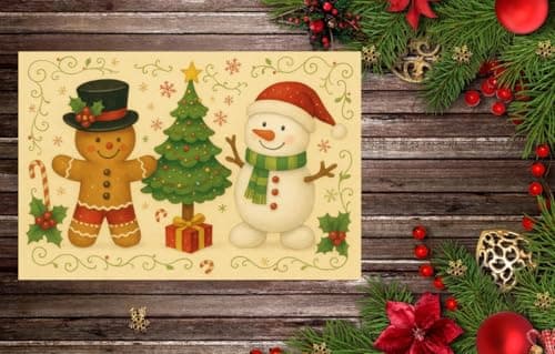 Carastora Christmas Snowman and Gingerbread Man Pattern Decorative Doormat/Anti-Fatigue Mat, 20 x 31in. Suitable for Indoor and Outdoor Porch Decoration, Housewarming Gifts, and Holiday Presents. view 6