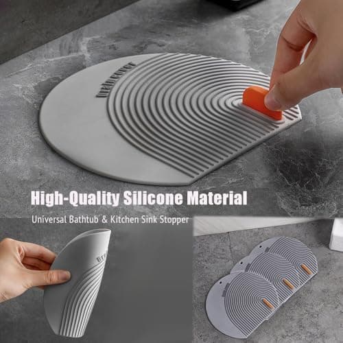 2PCS Silicone Drain Cover - 6.1''*5.5'' Bathtub Drain Stopper Bathroom Bath Tub Drain Hair Stopper, Bathtub Drain Plug, Universal Flat Suction Shower Bathtub Drain Cover, Kitchen, Laundry Accessories view 4