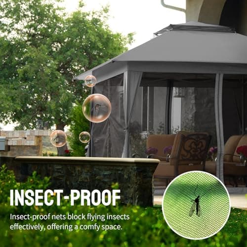 CROWN SHADES 13x13 Pop Up Gazebo, Canopy Tent, Gazebos on Clearance - Outdoor Gazebo for Backyard & Patio Furniture - Carpa Pop Up Tent with Wheeled STO-N-Go Cover Bag (Grey) view 6