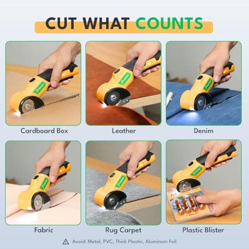 Powpact® High Speed Cardboard Cutter, Cordless Electric Scissors for Cardboard Fabric Carpet, Automatic Electric Box Cutter with Safety Lock - Rechargeable Battery, Heavy Duty Power, Rotary Cutting view 6