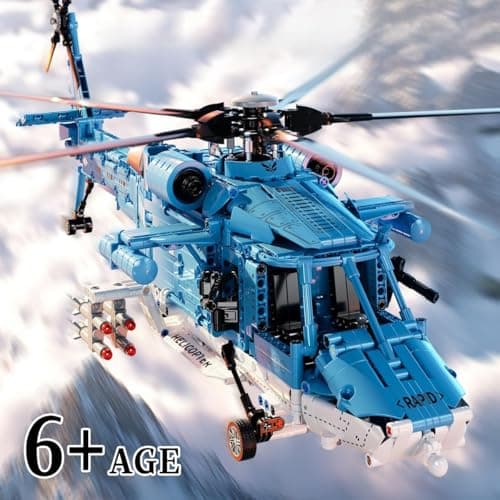 Military Helicopter Building Blocks Set, 1521PCS Army Airplane Bricks Model–Air Force Utility Helicopter Toy with Rotating Blades, Detailed Cockpit, Tactical Gear–Collectible Gift for Boys Teen Adults view 2