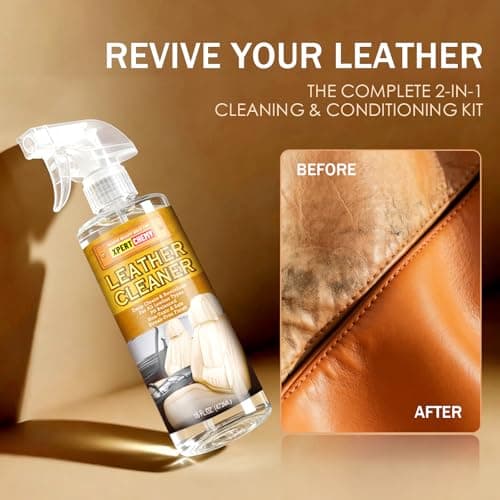 XPERTCHEMY Leather Cleaner and Conditioner Kit, Leather Care for Car Seats, Furniture, Couches, Boots, Bags & More, Safe for Any Color, 2 x 16oz view 3