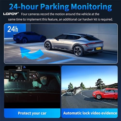4 Channel Dash Cam 360° View 5G WiFi & APP Control, LOFOV 2K Front and Rear Inside, Left Right Dash Camera for Cars Free 64GB TF Card, G-Sensor, Night Vision, 24H Parking Mode view 6