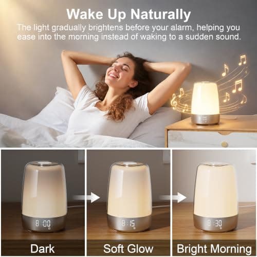 Vicsoon Sunrise Alarm Clock with Wake Up Light for Bedrooms Adults Kids view 2