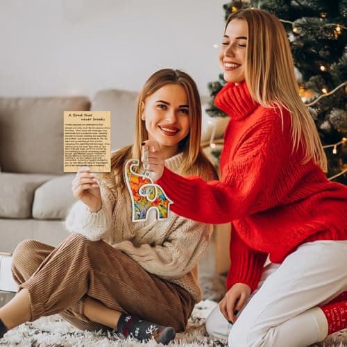 Best Friend, Friendship Elephant Ornament with Story Card, Elephant Gifts for Women, for Women, Sister, Bestie, Unique Friendship Christmas Ornaments view 2