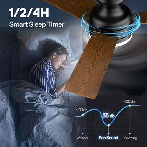 VIVOHOME Ceiling Fans with Lights, 42 inch Low Profile Ceiling Fan with Light and Remote, Flush Mount for Bedroom, Living Room, Garage, 6+1 Speeds, 3CCT, Dimmable, Timer, Quiet Reversible, Black view 6