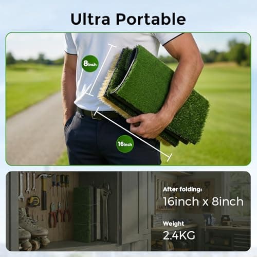 Nesync 4-in-1 Foldable Heavy-Duty Golf Hitting Mat, Sand & Tee Turf, Anti-Slip Backing，for Swing/Chip/Putting Practice，Golf Practice Mat with Golf Mat Tees view 4