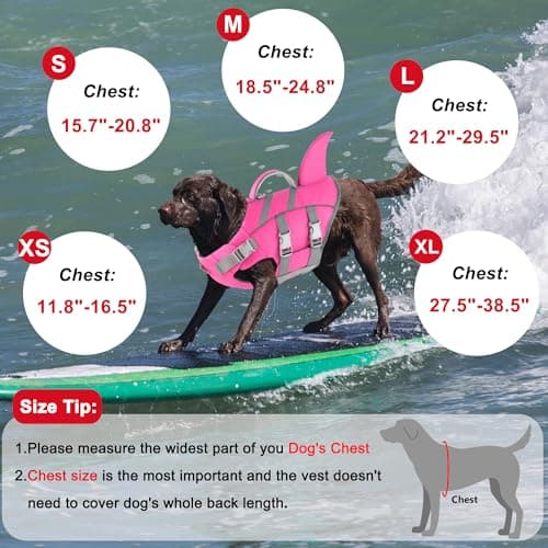 Dogcheer Shark Fin Dog Life Jacket, Adjustable Dog Harness Life Vest for Swimming Boating, Reflective Puppy Swim Vest Pet Flotation Device for Small Medium Large Dogs -Pink, M view 6