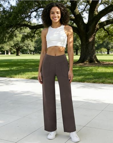 SEAJOJO Yoga Pants Women Wide Leg, High Waisted Stretch Trouser with Pockets for Casual Workout view 4