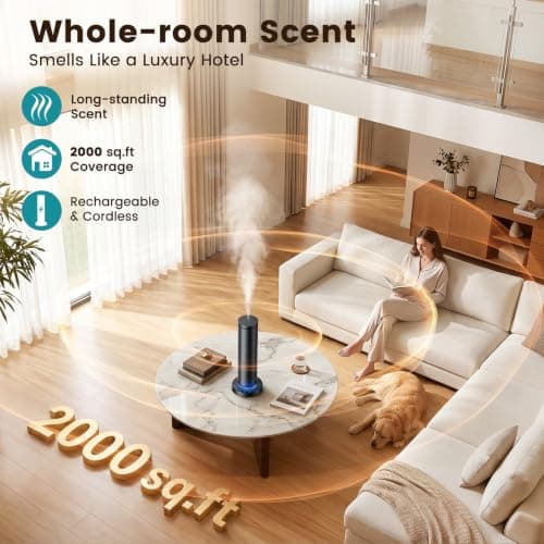Ziweo Cordless Waterless Diffuser 2000sq.ft, Rechargeable & Plug-in Powered view 6