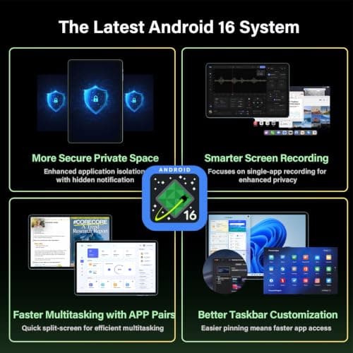 2026 Android 16 Tablet, 13 inch Tablet with Keyboard, 36GB+256GB+2TB Expand | Tablet 13 inch with Gemini AI, 1920x1200, 10000mAh, 8-Core, 2K Large Tablet PC with Case/Mouse/Stylus for Home & Work(Black) view 6