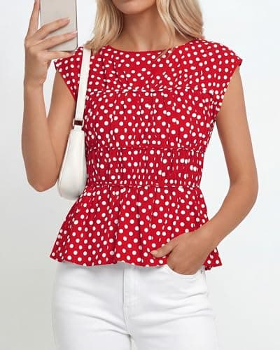 BTFBM Casual Short Sleeve Shirts Summer 2026 Going Out Tops for Women Trendy Polka Dots Work Blouses Tunics view 5