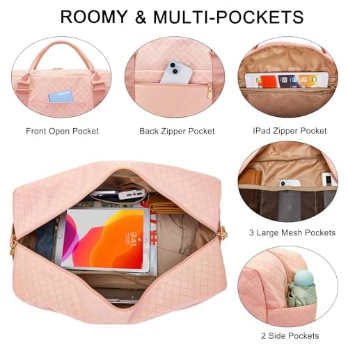 Travel Duffle Bag for Women Carry on Bags Overnight Weekender Bags Toiletry Hospital Gym Bag with Shoe Compartment 3pcs Set view 5