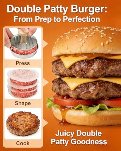 DSTHISAR Burger Press, 5”Stainless Steel Hamburger Press Patty Maker, Non-Stick Hamburger Press for Making Patties, for Grilling and Cooking, Comes with 100 Pieces of Wax Paper view 5