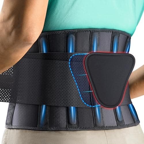 FEATOL Back Brace Support Belt-Lumbar Support Back Brace for Back Pain, Sciatica, Scoliosis, Herniated Disc Adjustable Support Straps-Lower Back Brace with Removable Lumbar Pad for Men & Women view 1