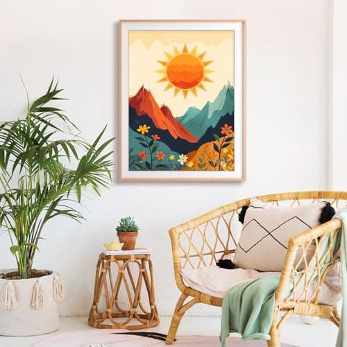 SuanFA Diamond Art Kits for Adults,Bohemian Sun & Mountain Landscape,Easy Diamond Painting for Teens Beginners for Home Wall Decor (12x16inch) view 2