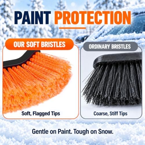 26 Inch Detachable Snow Brush with Ice Scraper for Car Windshield, Orange view 5