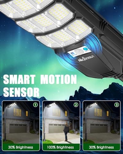 Mcfacesun Solar Lights Outdoor-6500K 16000LM Led Street Light, IP66 Waterproof Solar Street Lights Outdoor with Motion Sensor & Dusk to Dawn, led solared Street Light Easy Installation view 6