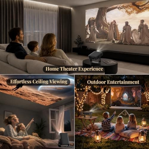 [Official Google TV & 5000 ANSI & Now with Netflix] 4K Smart Projector with WiFi and Bluetooth, XuanPad Black Portable Outdoor Movie Projector, Dolby Audio, TOF Auto Focus & Keystone, Extension Tubes view 5