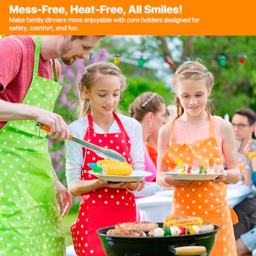 Girla Interlocking Corn on the Cob Holders Set - 5 Pairs (10 Pcs) Corn Cob Holders with Silicone Handles, Dishwasher Safe Corn Skewers, Bright Color Corn Sticks for Easy & Fun Dining, BBQ, and Parties view 2