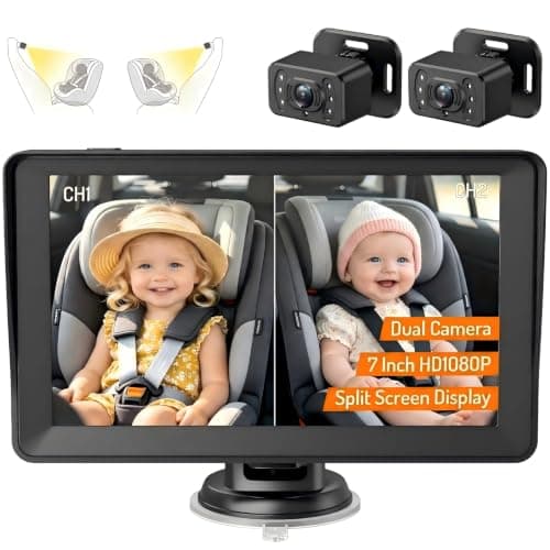 Kidsneed 7 inch HD 1080P Split Screen Baby Car Camera for 2 Kids — image 1