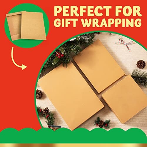 JOYIN 12PCS Christmas Brown Gift Boxes with Lids for Presents, 4" Deep Large Shirt Robe Wrapping Box, 4 Different Sizes Holiday Festive Lingerie Cupcake DIY Kraft Cardboard Boxes view 5